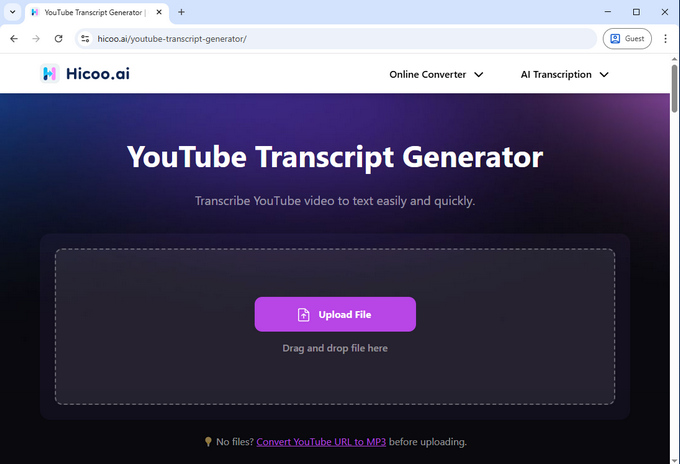 03 Hicoo YouTube Transcript Generator