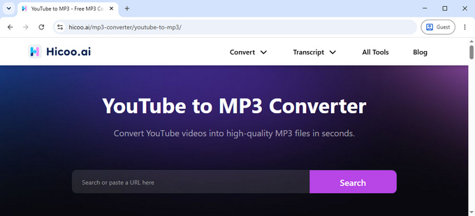 01 Cea mai bună alternativă MP3Cow - Hicoo YouTube to MP3 Converter