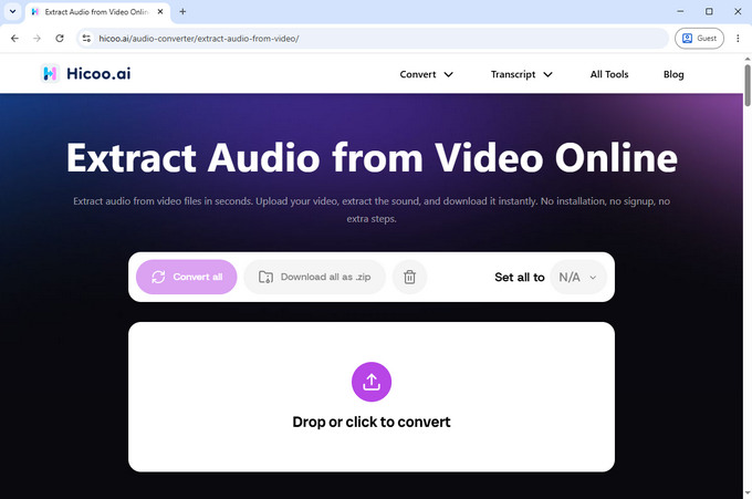 02 Hicoo free audio extractor online