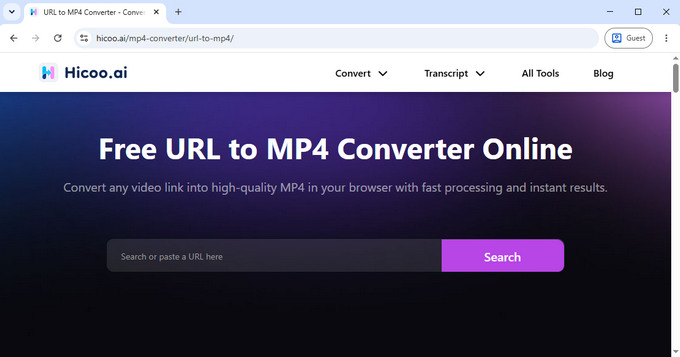 01 Hicoo free URL to MP4 converter online