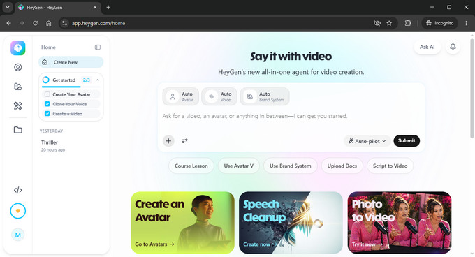03 Gerador de vídeo com IA gratuito online HeyGen