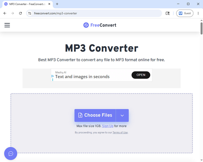 04: Freeconvert Video to MP3 tool