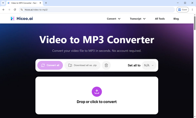 03 Convertitore video in MP3 Hicoo online
