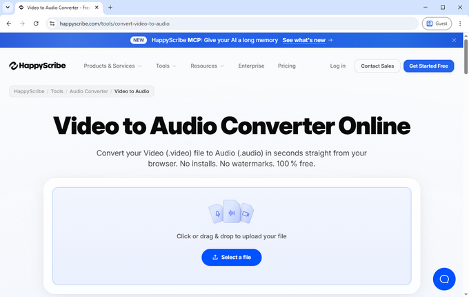 06 Convertitore HappyScribe da video ad audio