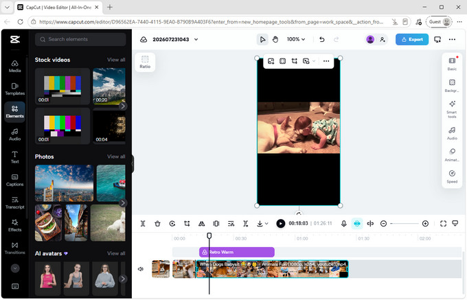 01 Capcut free YouTube video editor online