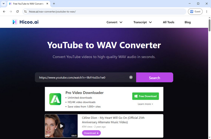 01 Incolla l'URL di YouTube